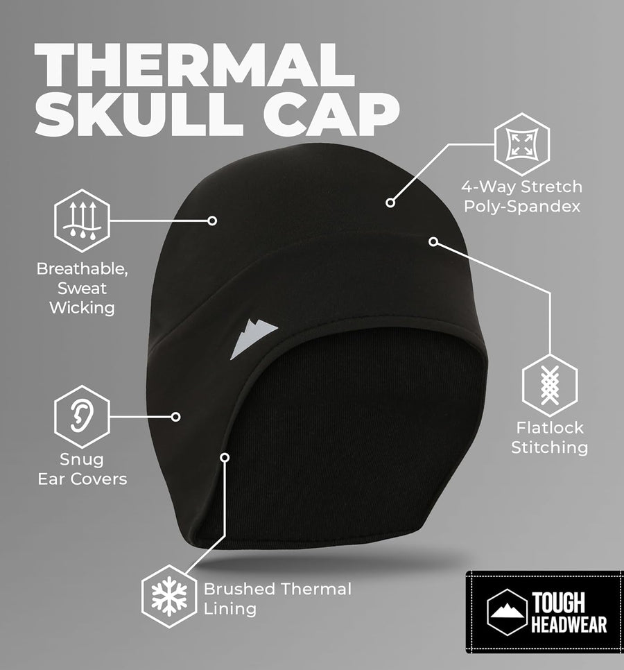 Skull Cap with Ear Cover | Black ASIN B0C6FBZ8WY