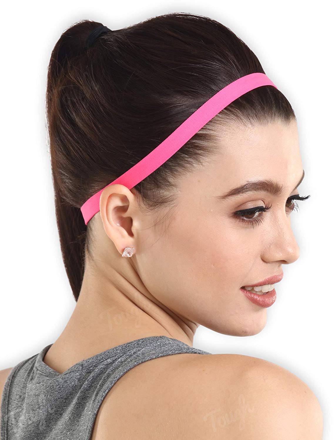 Thin Sports Headband 6Pcs Elastic Sports Hairbands Slim.Silicone Grip Sport  Hair 