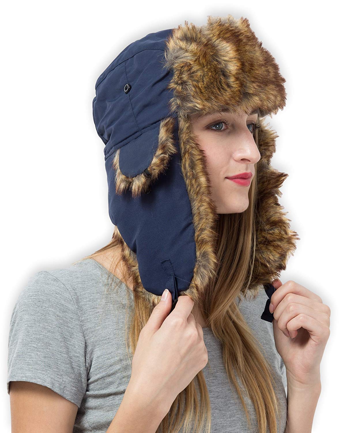 Winter Hats - Gårda Trapper Hat with Faux Fur (Camel)